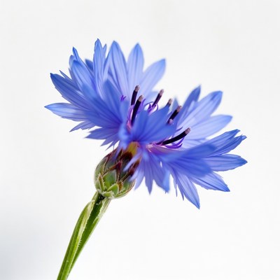 Blue Cornflower Flower on White