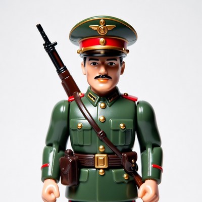Toy Soldier in Green Uniform with Rifle