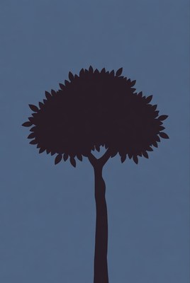 Silhouette tree on blue background
