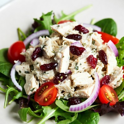 Chicken Salad with Cranberries and Lettuce