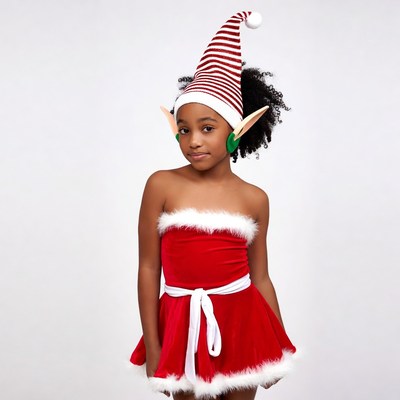 Black girl in elf costume