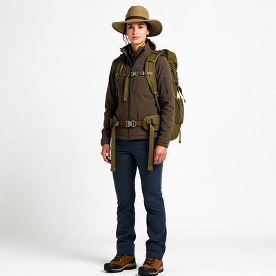 Woman in hiking gear with backpack