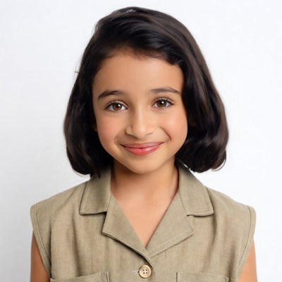 Smiling Asian girl in khaki vest