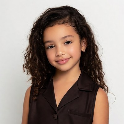 Smiling mixed-race girl in vest