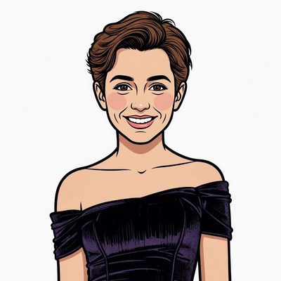 Smiling woman in off-shoulder black dress