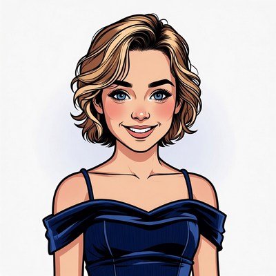 Smiling woman in off-shoulder dress