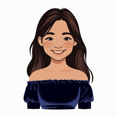 Smiling Asian woman illustration
