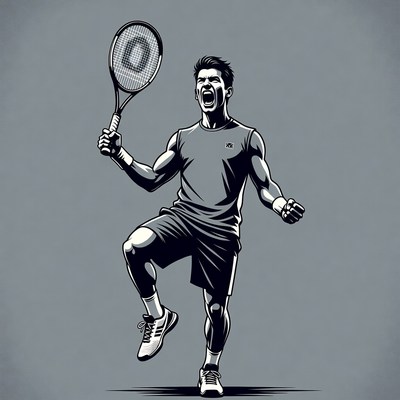 Man celebrating tennis victory