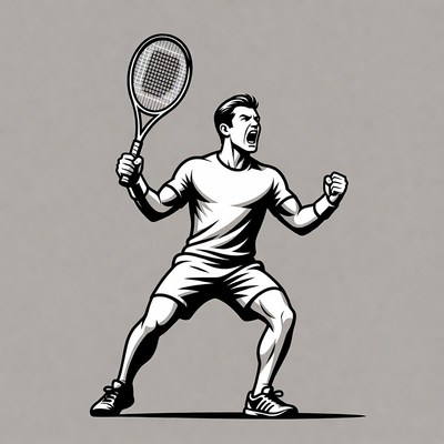 Man celebrating tennis victory