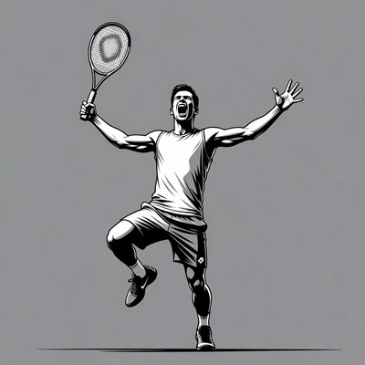 Man celebrating tennis victory