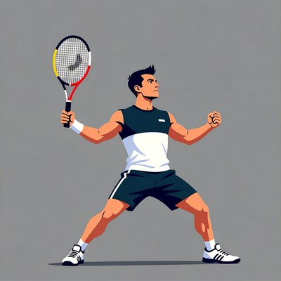 Muscular man holding tennis racket