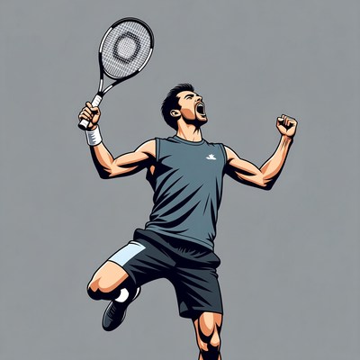 Man celebrating tennis victory