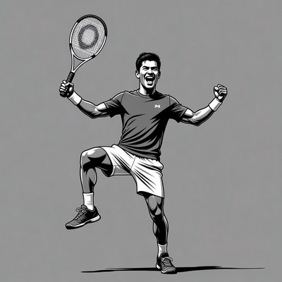 Man celebrating tennis victory