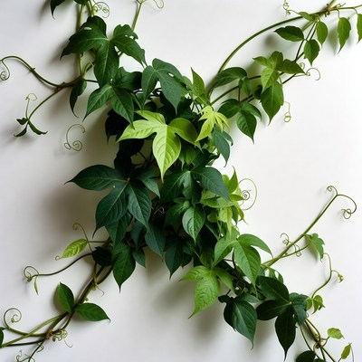 Green Ivy Vines on White Background