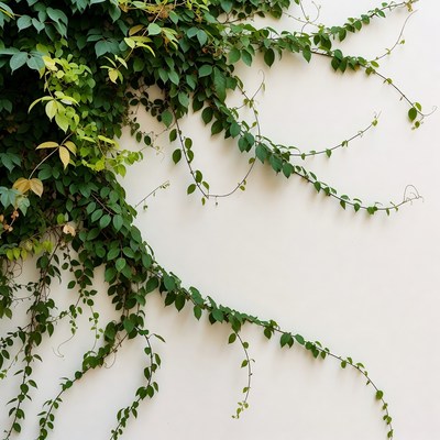Green Ivy Vines on White Wall