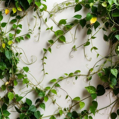 Green Ivy Vines on White Background