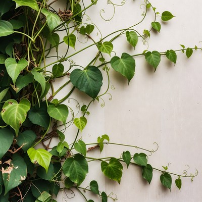 Green Climbing Vines on White Background