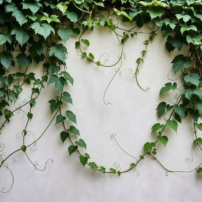 Green Ivy Vines on White Wall