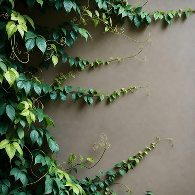Green Ivy Climbing Gray Wall