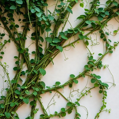 Green Vines on White Background