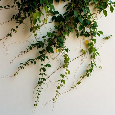 Green Ivy Vines on White Wall