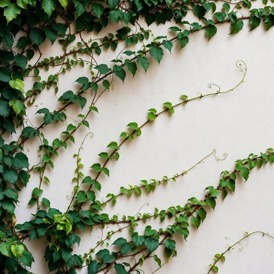 Green Ivy Vines on White Wall