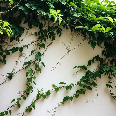 Green Ivy Vines on White Wall