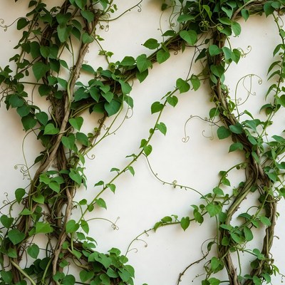 Green Vines Climbing White Wall
