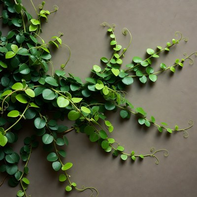 Green Ivy Vines on Tan Background