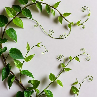 Green Vine Leaves with Spirals
