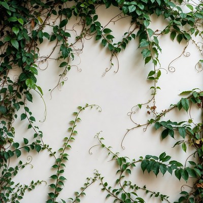 Green Ivy Vines on White Wall