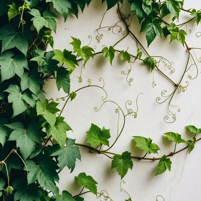 Green Ivy Vines on White Wall