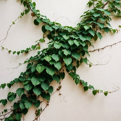 Ivy Vines Climbing White Wall