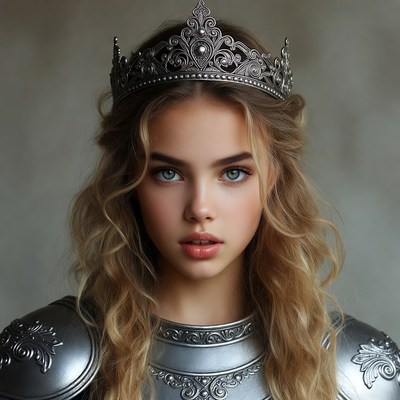 Blonde woman in crown and armor