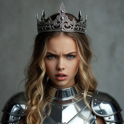 Blonde woman in crown and armor