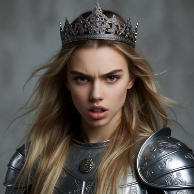 Blonde woman in crown and armor