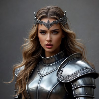 Blonde Woman in Silver Fantasy Armor