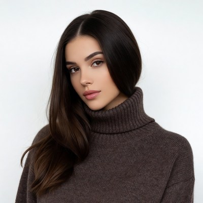 Beautiful woman in turtleneck sweater