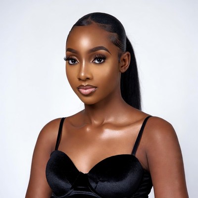 Beautiful African-American woman in black top