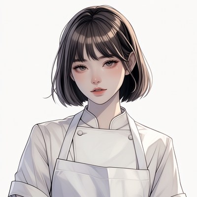 Asian woman in white chef uniform