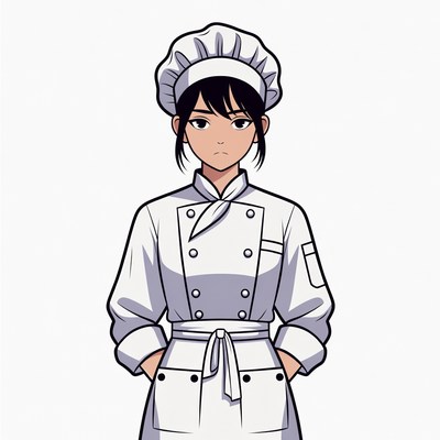 Anime woman chef in uniform