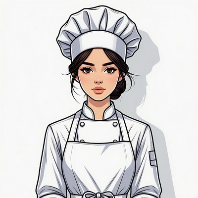 Illustrated woman chef in uniform