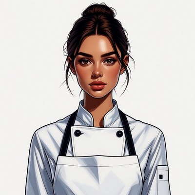 Woman in white chef uniform