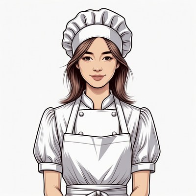Asian woman chef illustration