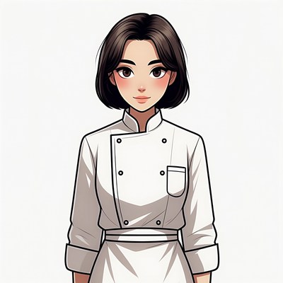 Asian woman in chef uniform