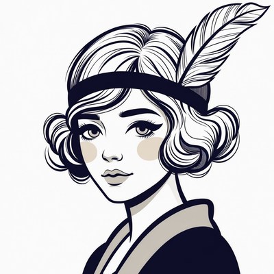 Flapper girl with feather headband