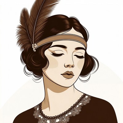 Flapper girl with feather headband