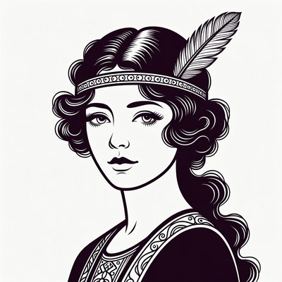 Flapper girl with feather headband
