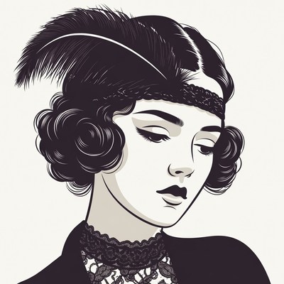 Flapper girl with feather headband