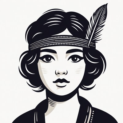 Flapper girl with feather headband